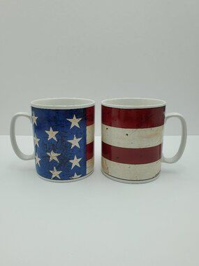 Sakura Warren Kimble Colonial Mugs Jumbo Stars and Stripes American Flag Mugs